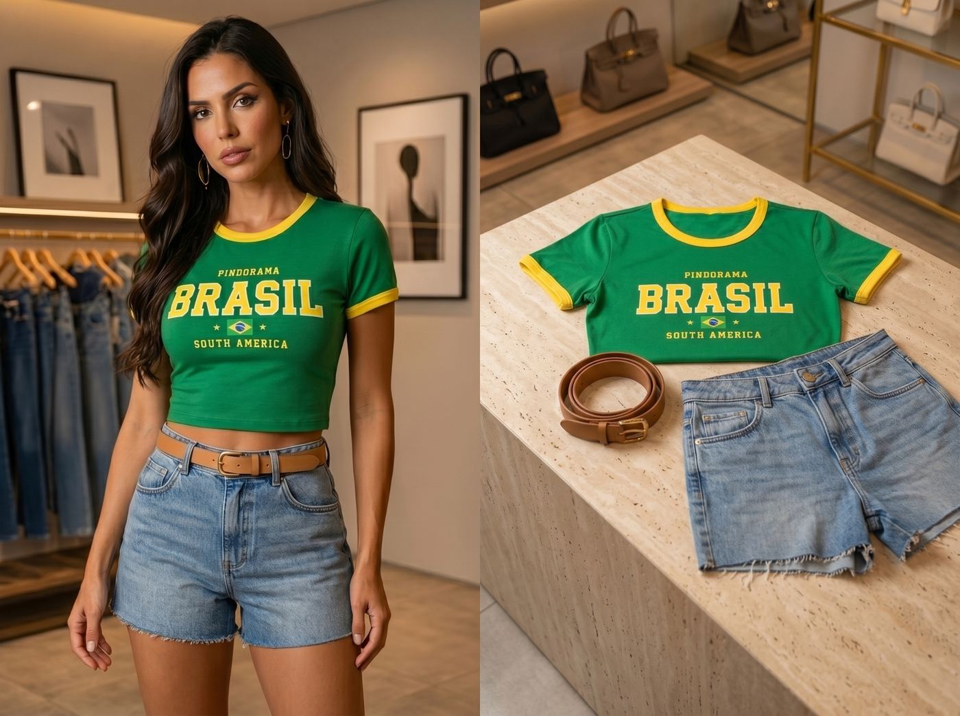 Story promocional de loja de moda com modelo em ambiente de boutique